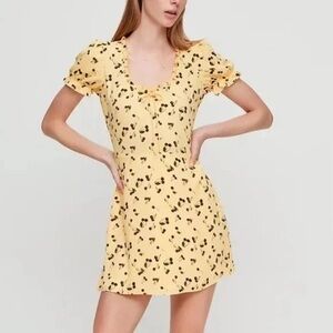 Sunday Best Yellow Dress with Cherry Pattern